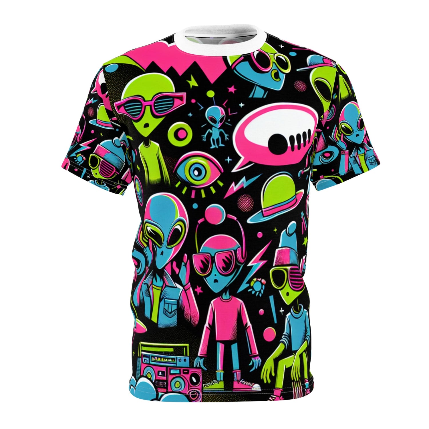 "Neon Invaders: A Cosmic Pop Art Extravaganza" - Tee - Con Karma